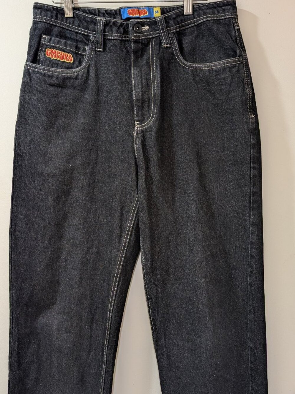Empyre Shmutz Black Wash Loose Fit Baggy Skate Jeans 32 x 28 Embroidered Logo